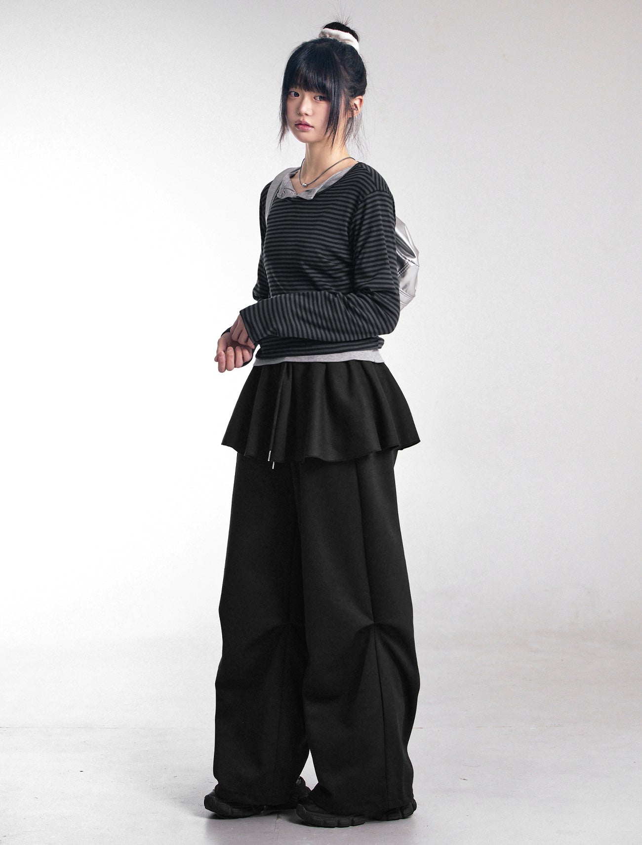 [LOOXP MADE] Flare banding layered skirt skirt pants