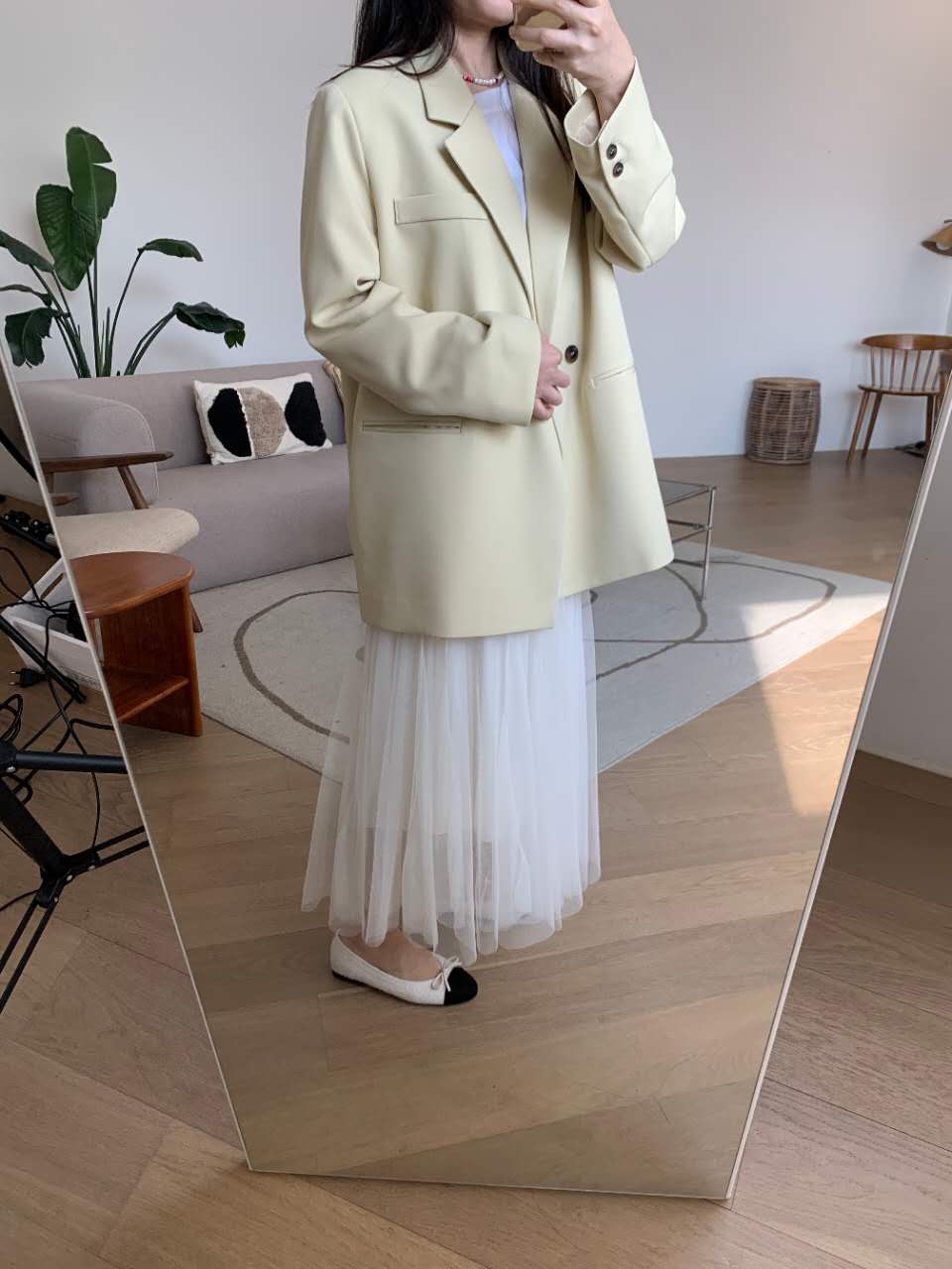 Two-piece chiffon skirt  (Grey/Black)