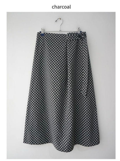 (Preorder) A-Line Check Button Skirt