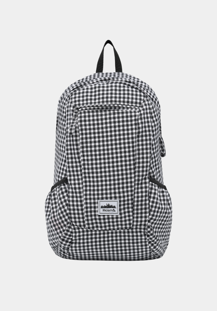 [Heisan] Compact Pocket Bag v1 Gingham Check Backpack (Black)