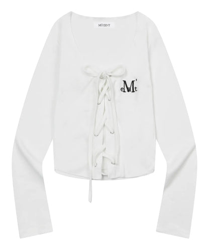 Brand Week Sale -07.13 [Mucent] Maring Eyelet Lace Up Corset Long Sleeve Tee (3 Colours)