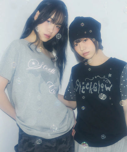 [SLEEKGLOW] Horse One-Shoulder T-Shirt [Gray]