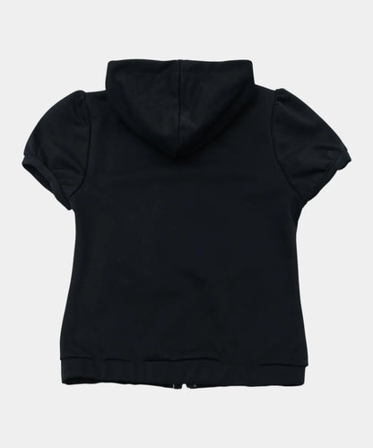 Musinsa Sale till 11/6! [SOME PLACE] Angel Hoodie Check Contrast Detail Pocket Drawstring Puff Short Sleeve Zip-Up Hoodie [Black]