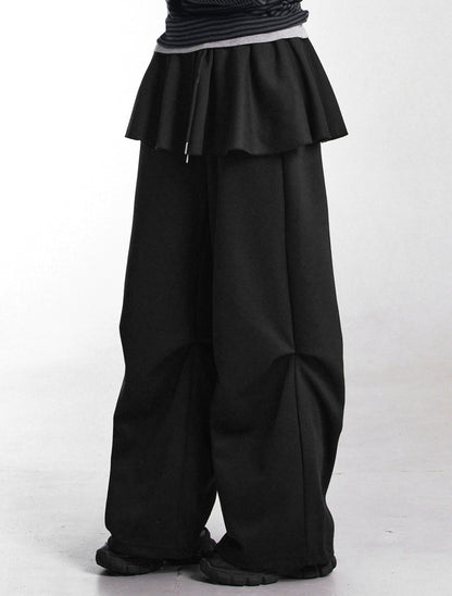 [LOOXP MADE] Flare banding layered skirt skirt pants