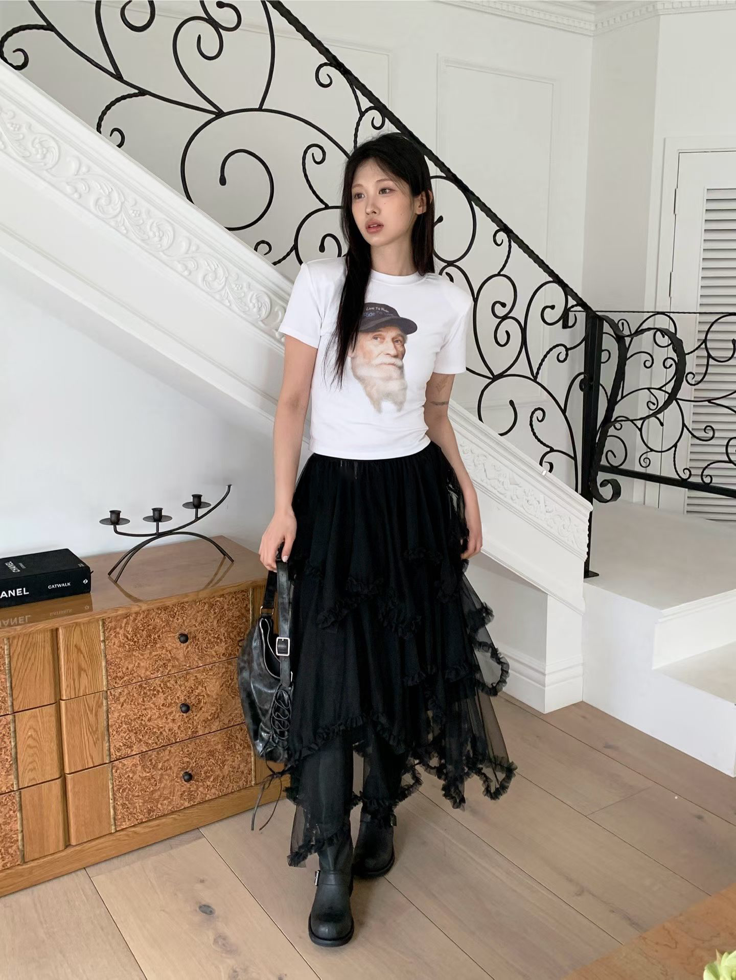 Lace Chiffon Unique Long Skirt (2 Colours)