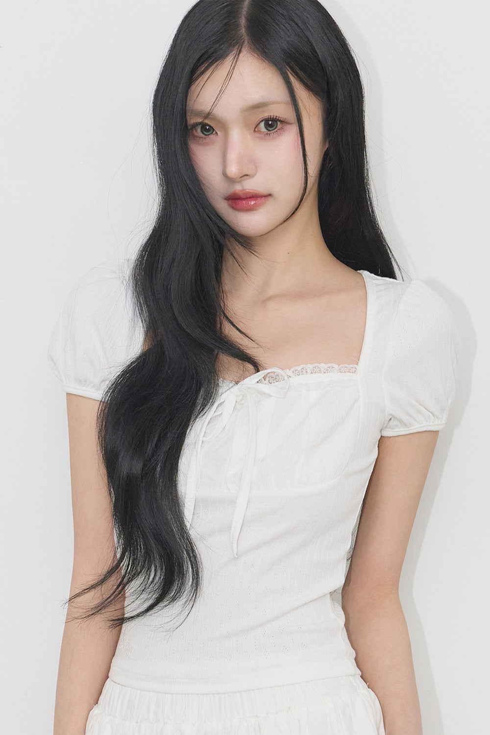 [ILLIGO] Rosie Lace Square Neck Tee (4 Colours)