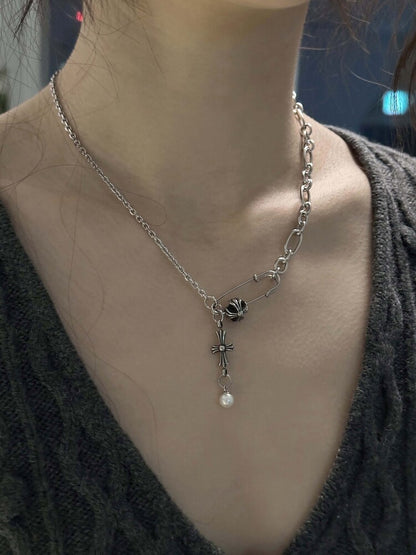 [OFUSE] Itzy Yeji Pick! Pearl drop necklace(cross)