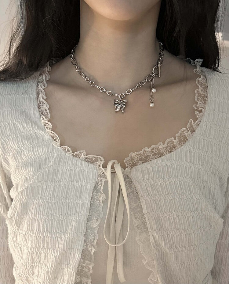 [OFUSE] Twice Dayeon pick! Pearl drop choker(ribbon)