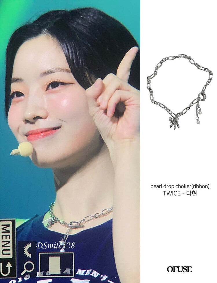 [OFUSE] Twice Dayeon pick! Pearl drop choker(ribbon)