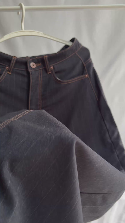 Wide Lightweight Denim Stripe Slacks (All Season)