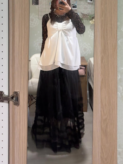 Chiffon Lace Long Flowy Skirt